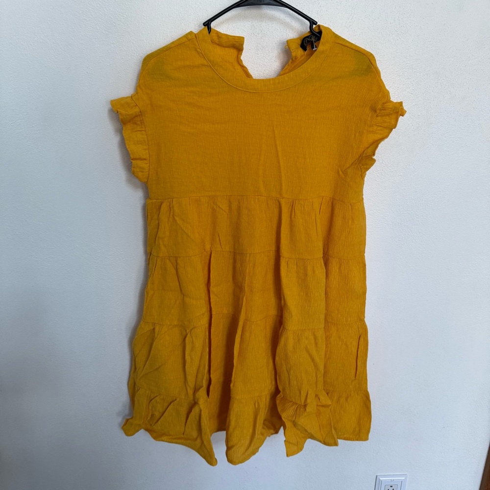 Petal Roz Mustard Ruffle Mini Dress - Picture 2 of 9